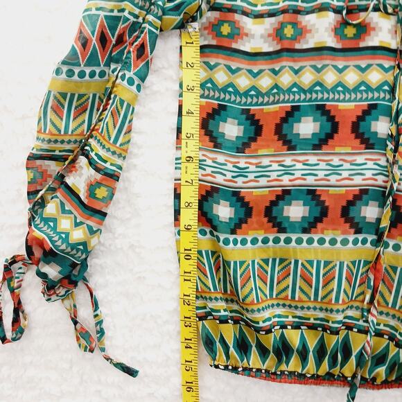 Blouse Size S Aztec Tribal Southwest Lightweight Boho Festival Boho Whimsycore - Picture 11 of 16